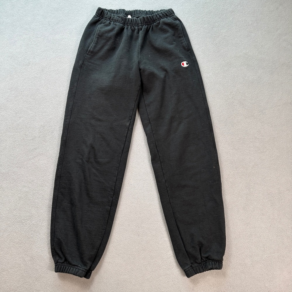 Champion Reverse Weave Jogger Sweatpants Black Mens XS Drawstring Waist Logo